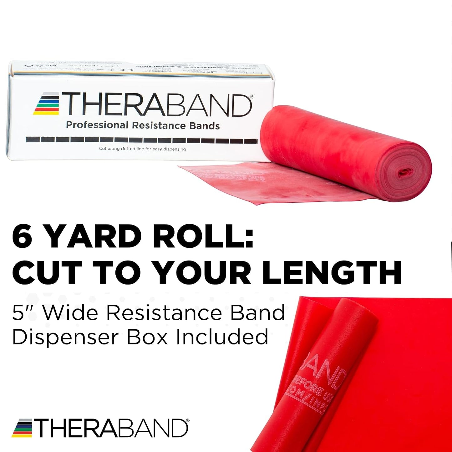 THERABAND Resistance Bands, 6 Yard Roll Professional Latex Elastic Band For Upper & Lower Body, Core Exercise, Physical Therapy, Pilates, Home Workouts, Rehab, Blue, Extra Heavy, Level 5