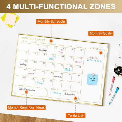 Dry Erase Calendar Whiteboard, 24''x18'', Monthly White Board Planner
