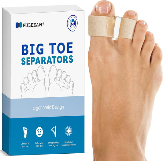 2-Loop Big Toe Separator,Ergonomic Big Toe Spacers,Bunion Corrector for Overlapping Big Toe, Soft Gel Cushion with Elastic Fabric Strap, Day/Night Wear,3 Sizes,Comfortable, Washable.
