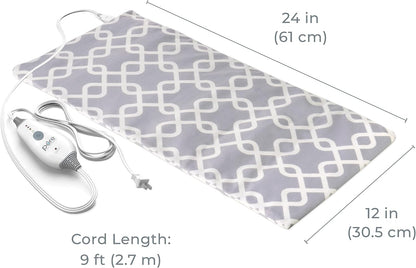 Pure Enrichment PureRelief Express Designer Series Electric Heating Pad - 12” x 15” Fast-Heating with 4 Heat Settings, Machine-Washable Fabric, & 2-Hour Auto Safety Shut-Off - Cerulean Diamond