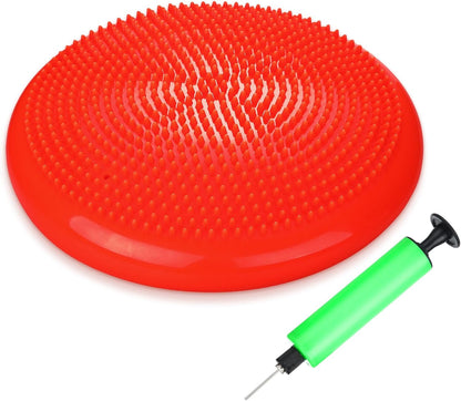 Silipull Wobble Cushion with Inflation Pump Balance Disc Stability Disc Wiggle Seat Therapy Exercise Office Chair or Sensory