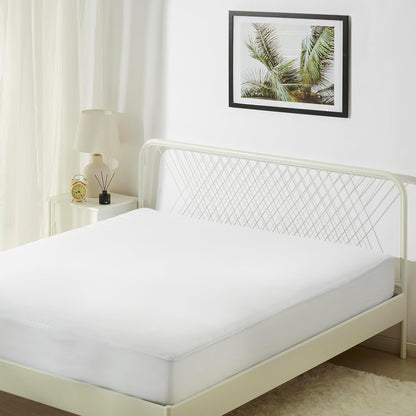 Amazon Basics Waterproof Mattress Protector, Fitted, Silent Protection, Twin, White