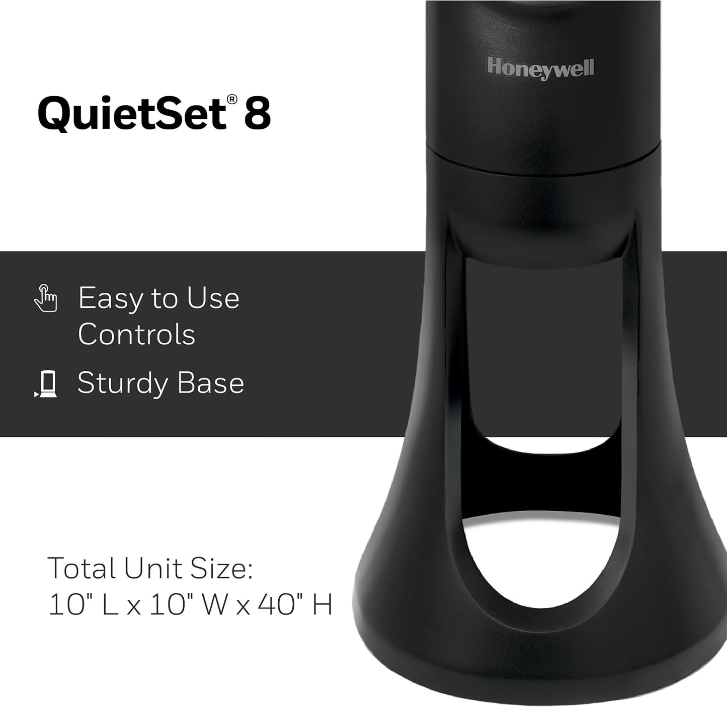 Honeywell QuietSet Whole Room Tower Fan, Oscillating Tower Fan with Remote, Black, HYF290B