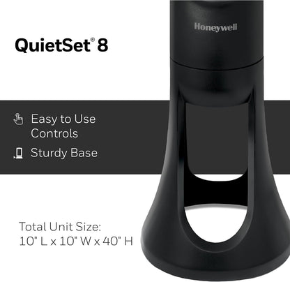 Honeywell QuietSet Whole Room Tower Fan, Oscillating Tower Fan with Remote, Black, HYF290B