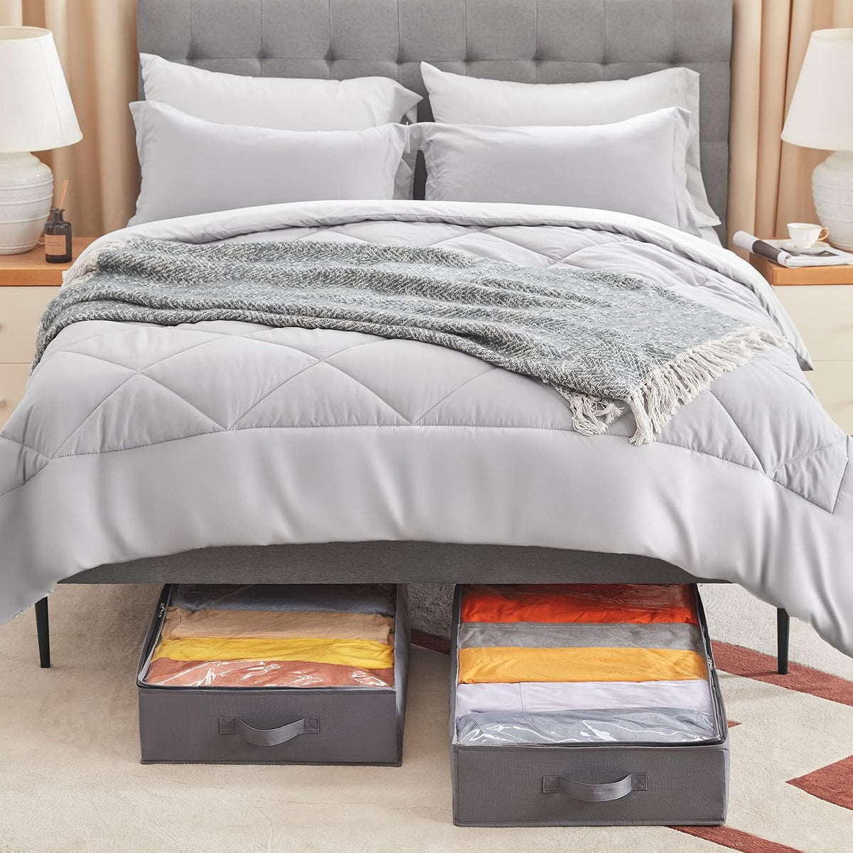 Lifewit 95L Under Bed Storage Container, Blanket Organizer, Gray