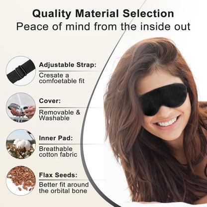 KOVNLO Heated Eye Mask, Washable USB Electric Moist Heat Warm Compress for Eyes, Eye mask with Flaxseed for Dry Eyes, Blepharitis, Chalazion, MGD, Stye Eye Treatment