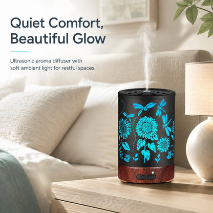 Essential Oil Diffuser, Ultrasonic Diffuser for Essential Oil, Cool Mist Humidifier Aromatherapy Diffuser with 7 Color Lighting Changing Modes, Waterless Auto Shut-Off for Home（Flower Fairy）
