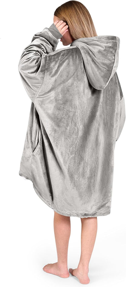 Bare Home Wearable Blanket Hoodie - Soft Plush Sherpa - Warm and Cozy - Oversized Wearable Blanket