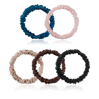 Silk Scrunchies for Hair 100% Mulberry Silk Hair Ties 3 Pack(Black, Navy Blue, Emerald)