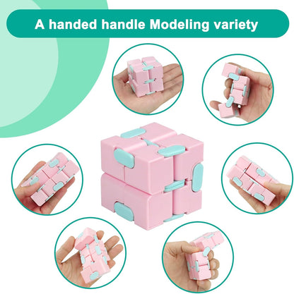Infinity Cube Fidget Toy Stress Relieving Fidgeting Game for Kids and Adults,Cute Mini Unique Gadget for Anxiety Relief and Kill Time (Macaron Blue)
