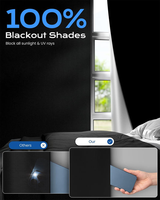Blackout Blinds No Drill, 42" x 60" Cut to Size Blackout Window Cover, Portable Blackout Curtains for Bedroom Nursery Travel RV, Strong Hook and Loop Tape Strips with Adhesive - Colors B