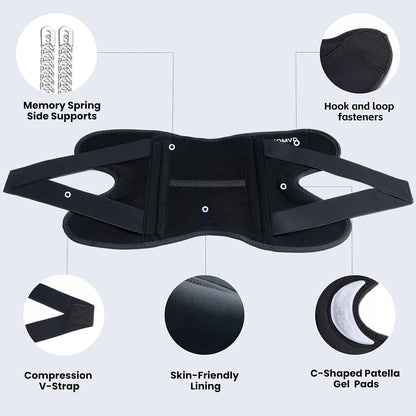 JOMVD Knee Brace for Knee Pain, Meniscus Tear, Adjustable Knee Support with Side Spring Stabilizers for ACL, MCL, Arthritis, Patella Stability, Knee Pain Relief, Injury Recovery, Women and Men, Medium