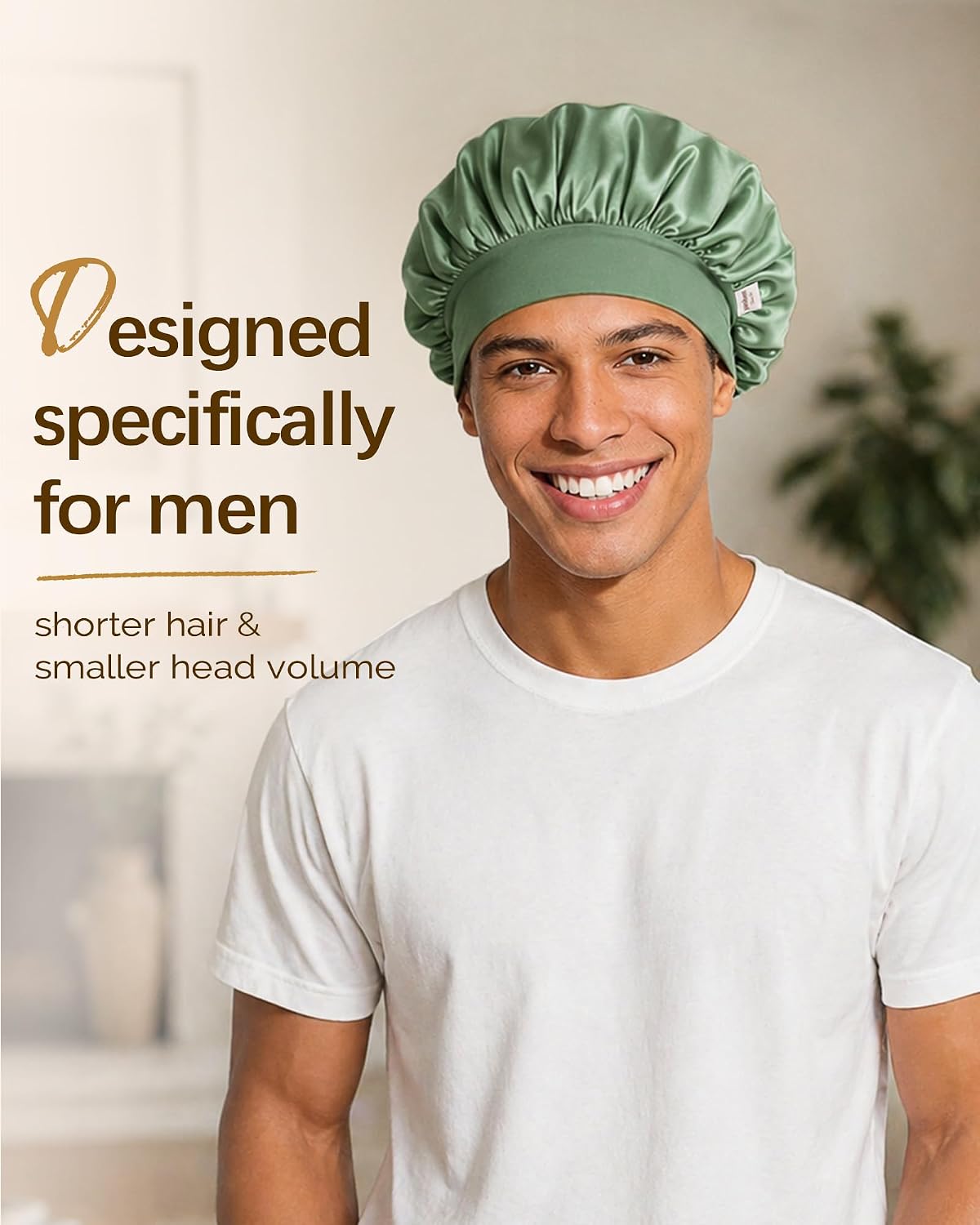 Yanibest Small Satin Bonnet for Men, Hair Bonnet for Short Hair Waves, Stay-on Night Cap, Daily Use for Sleeping Gym Outdoor, Black