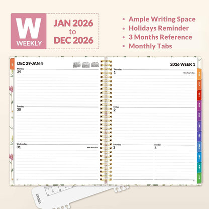 SUNEE Academic Planner 2026-2027 – Weekly & Monthly Planner, July 2026 to June 2027, 6.4"x8.3", Thick Paper, Tabs, Pockets, Bookmark, Spiral-Bound, Student Teacher Organizer, Black