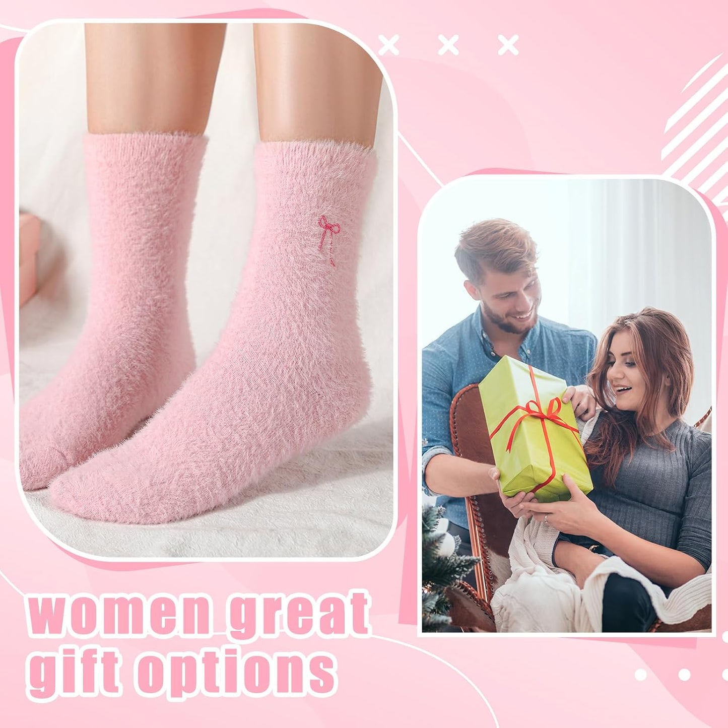 Geyoga 5 Pairs Fuzzy Socks for Women Cozy Spa Slipper Socks Coquette Preppy Stuff Soft Fluffy Home Sleeping Birthday Gift