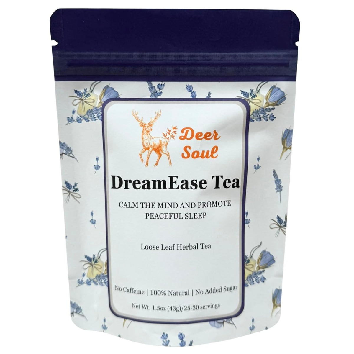 Deer Soul DreamEase Herbal Tea Blend with Chamomile, Lemongrass, Passion Flower, Skullcap, California Poppy & Lavender | Organic Ingredients | Loose Leaf Tea 1.5oz