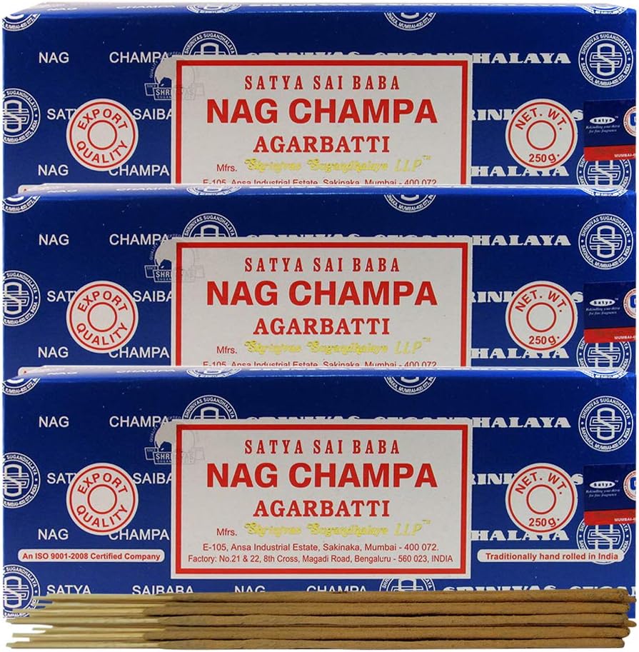TRUMIRI Incense Stick Holder Bundle with Satya Sai Baba Nagchampa 250g Bulk Incense Sticks Nag Champa Agarbatti - Pack of 1 (Approx 250 Insence-Sticks)