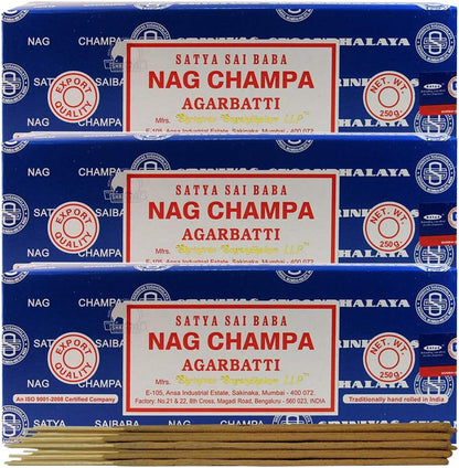 TRUMIRI Incense Stick Holder Bundle with Satya Sai Baba Nagchampa 250g Bulk Incense Sticks Nag Champa Agarbatti - Pack of 1 (Approx 250 Insence-Sticks)