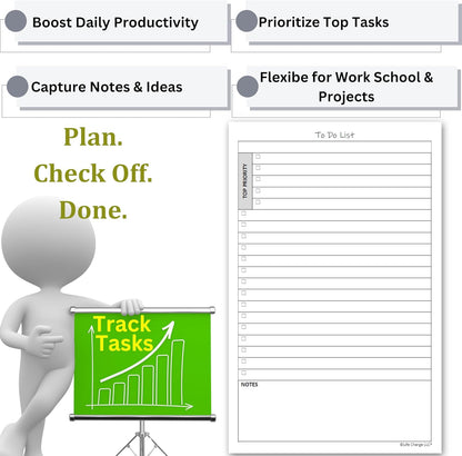 Life Charge Weekly Planner Notepad for Work & Home, Weekly To Do List Pad with Daily Checklist, Priority & Notes, 60 Pages, 8.5 x 11 Letter, Landscape