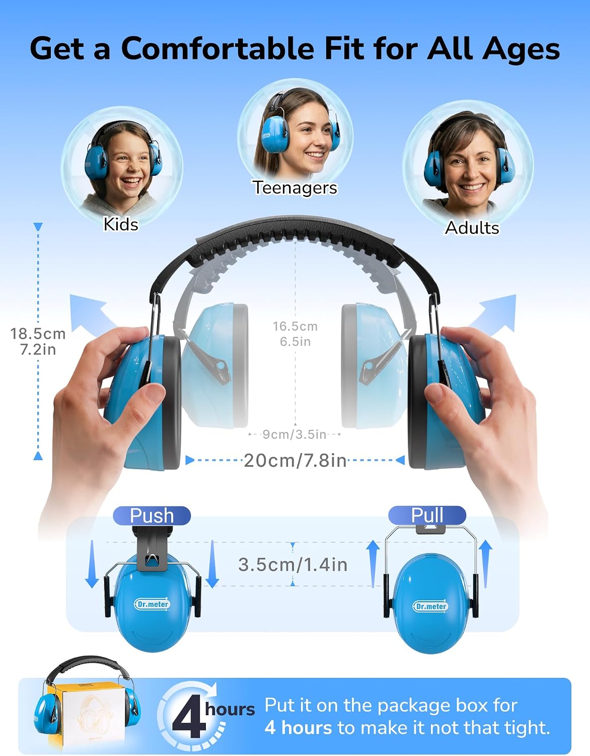 Dr.meter Ear Protection Ear Muffs, Noise Cancelling Headphones for Adults Kids 31dB Earmuffs for Noise Reduction, Hearing Protection for Shooting Gun Range, Mowing, Monster Jam, Sensory, Fireworks