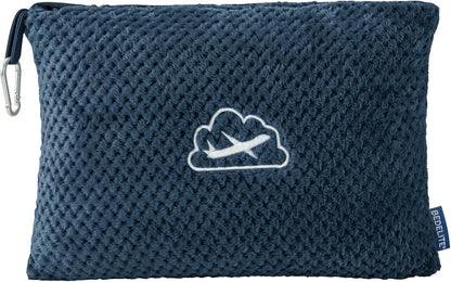 BEDELITE Travel Blanket with Bag, Ultra-Soft Jacquard Fleece Blanket with Luggage Sleeve & Backpack Clip, Airplane Blanket Travel Essentials, Blue