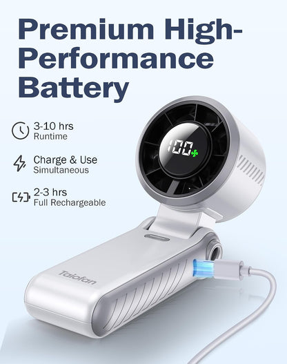 Portable Handheld Fan with Semiconductor Ice Cooling, [Instant Ice Relief], 4000mAh Rechargeable Mini Personal Fan, 5 Speeds, Quiet USB Travel Fan for Outdoor, Commuting, Summer Heat
