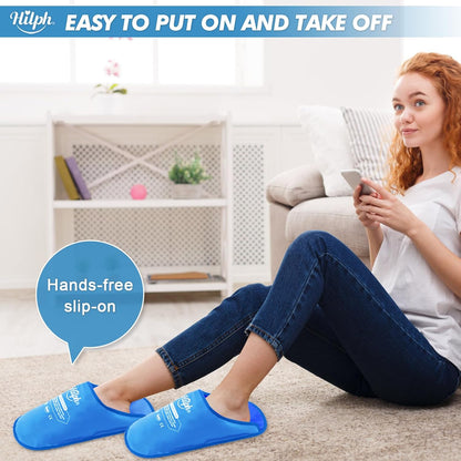 Hilph Foot Ice Pack Slippers,1 Pair Ice Pack for Foot and Toes for Plantar Fasciitis, Gout, Bunions & Neuropathy Relief, HSA or FSA Eligible Hot Cold Therapy Gel Slippers for Surgery Recovery, Blue