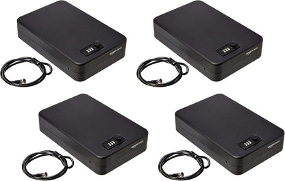 Amazon Basics Portable Security Case Lock Box Safe with Combination Lock for Documents, Valuables, Personal Items, Dorm Room, Home, Large, Black
