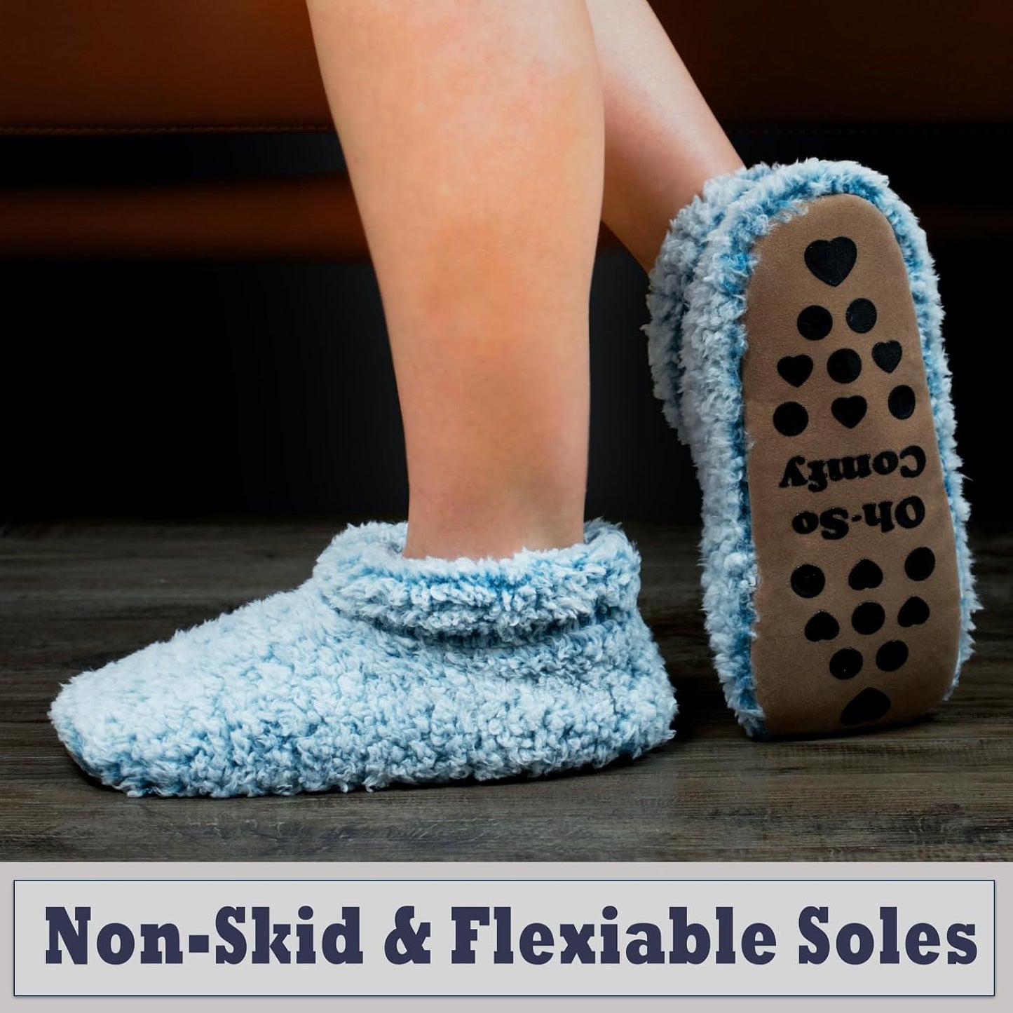 Cozylook Fuzzy Slippers for Women Indoor Soft Sole Slipper Socks with Non Slip Grippers Warm Fluffy