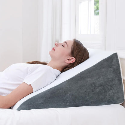 Sasttie Wedge Pillow 24x24x12 inch, Memory Foam Bed Wedge, Cool Grey