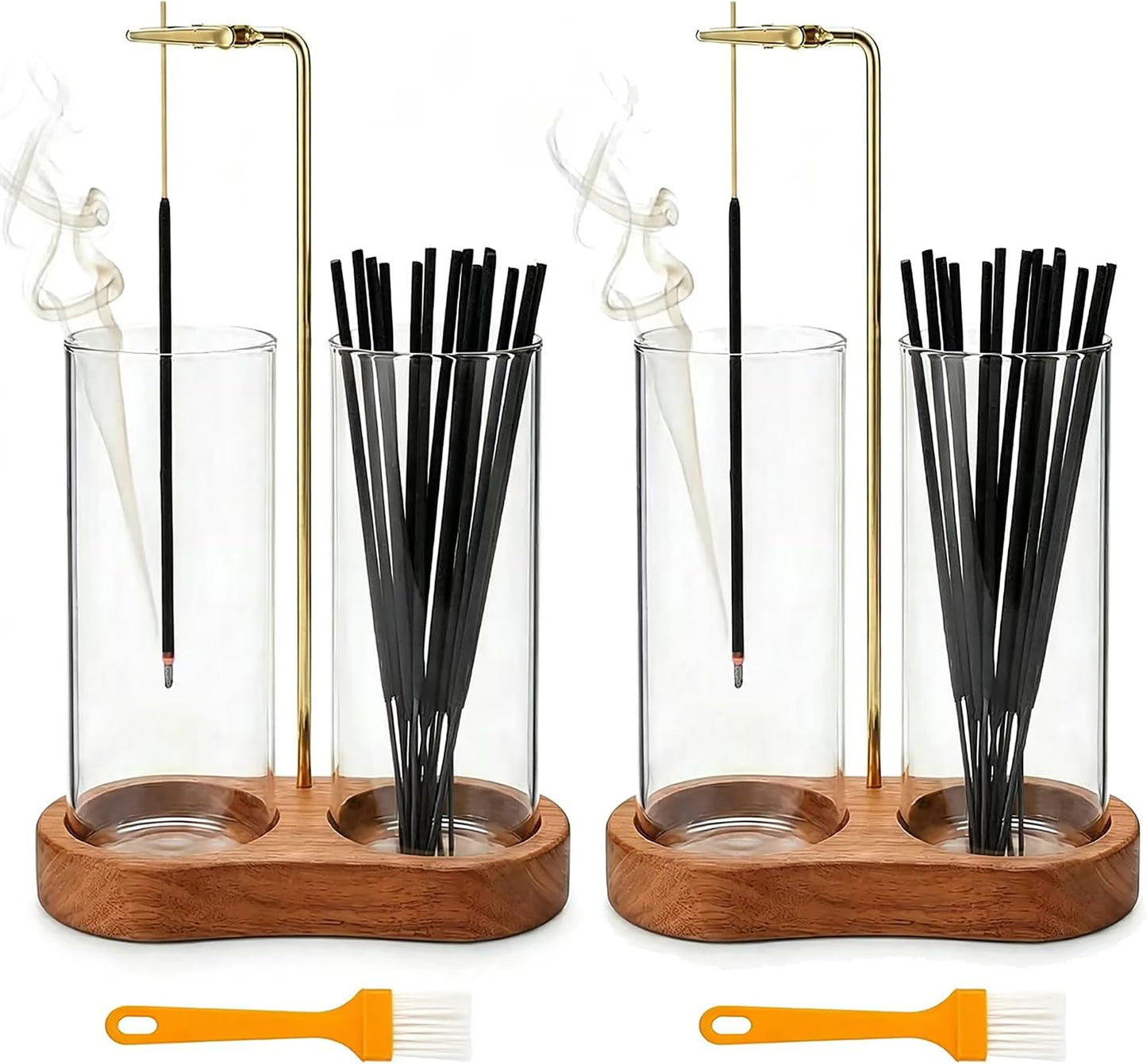 Incense Holder for Sticks with Glass Ash Catcher - Upside Down Anti-Ash Flying Incense Burner & Stick Storage Organizer, Ideal for Meditation, Yoga, Zen Home Decor, Spa Relaxation Gift