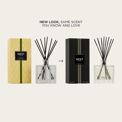 NEST New York Reed Diffuser, Bamboo - 5.9 fl oz - Fragrance for Up to 90 Days - Reusable, Refillable Glass Holder - Includes 8 All-Natural Reed Sticks - Flame Free