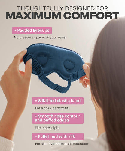 SUNDAYSILKS™ | Adjustable Silk Sleep Mask for Side Sleeper | Cloud-Like Comfort, Weighted for Deep Sleep | Soft Sleep Face Mask for Women & Men, Full Blackout, Cooling Silk Eye Mask for Sleeping
