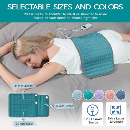 Heating Pad for Period Cramps, Heating Pad for Back/Neck/Shoulder Muscle Pain, 6 Heating & 4 Timer Setting, Auto Shut Off, Dry/Moist Heat & Machine Washable, Birthday Christma s Gifts for Women Mom