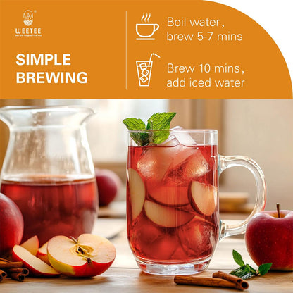 WT WEETEE Apple Cinnamon Herbal Tea Bags 60 Count, Warm & Cozy Fall Flavor