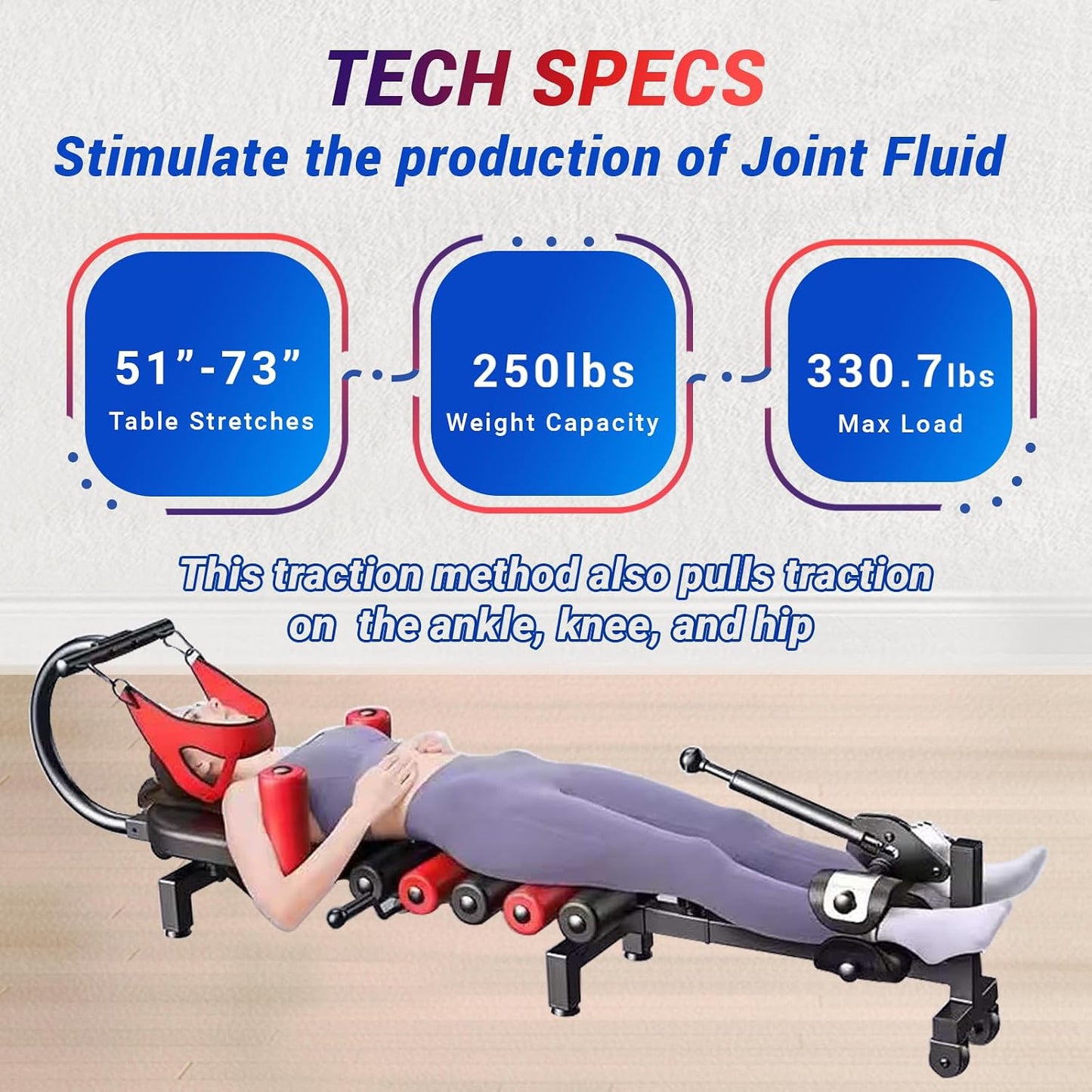 Lumbar Decompression Table with Cervical Traction by Lumbar Bench Pro|Realign Vertebrae & Alleviate Lumbar Strain |Full Body Stretching Neck, Back, Knee, and Hip| Relieve Pain- Max User Height 6' Feet
