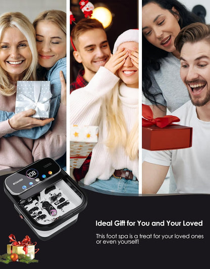 OOAMBB Collapsible Foot Spa with Heat, Bubble,Temp Control,Remote Control, Color Touch Screen Foot Bath Massager with 6 Massage Rollers,Foot Soaking Tub,Pedicure Foot spa for Stress Relief (Deep Grey)
