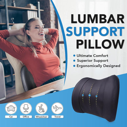 Lofty Aim Lumbar Support Pillow for Car, Car Seat Back Support for Driving | Memory Foam Car Lumbar Support for Driving Seat, Car Back Cushion, Adjustable Straps, Lower Back Pillow, Office Chairs, Black