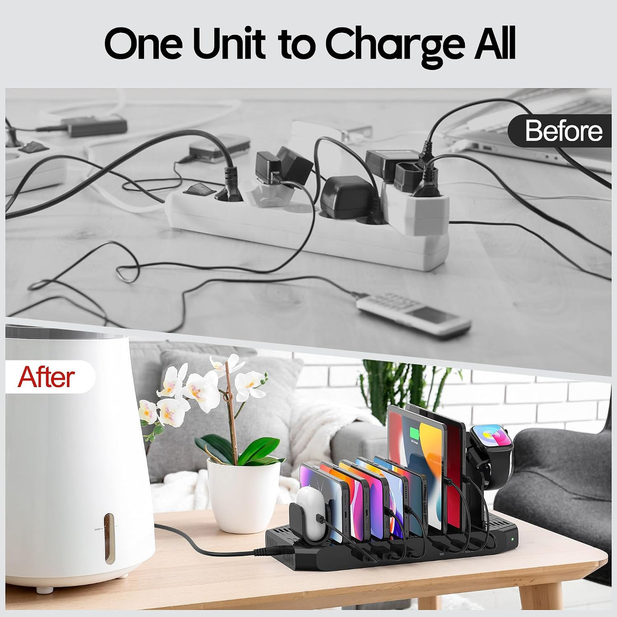 Unitek 10-Port Charging Station, USB Charger Organizer for Multiple Device