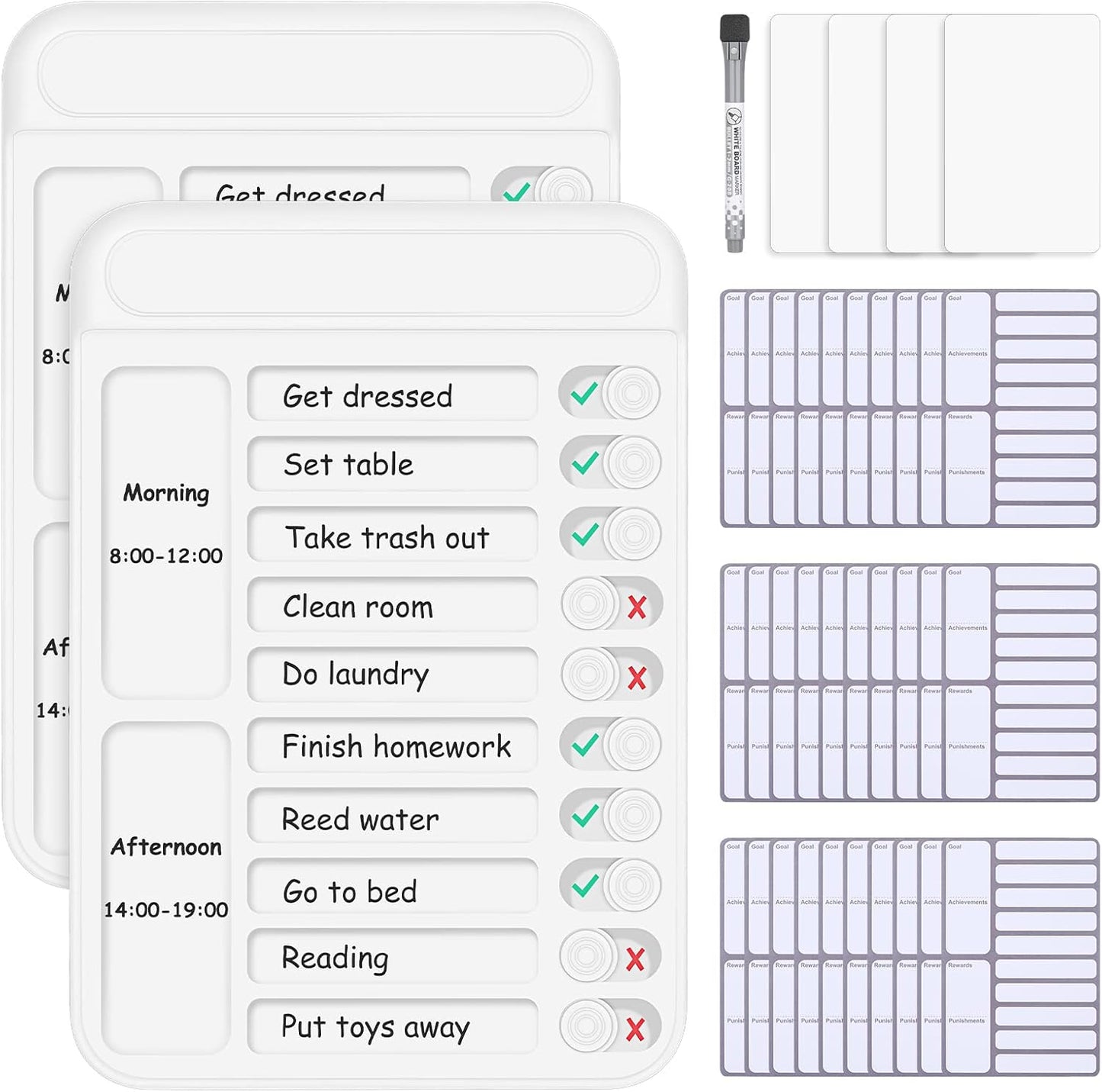 Dry Erase Chore Chart for Kids to Do List Magnetic Checklist Board Reusable RV Daily Routine Schedule Planning Boards with Blank Checklist Cardstock for Habit Tracker or Daily and Weekly Planner
