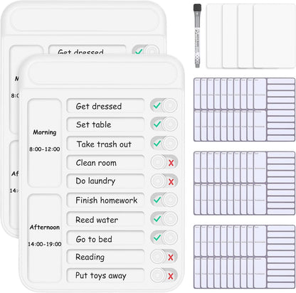Dry Erase Chore Chart for Kids to Do List Magnetic Checklist Board Reusable RV Daily Routine Schedule Planning Boards with Blank Checklist Cardstock for Habit Tracker or Daily and Weekly Planner