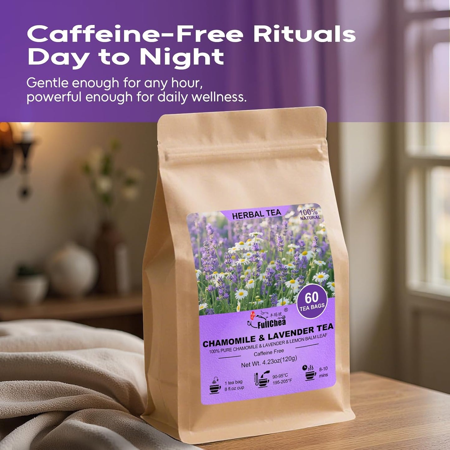 FullChea - Dandelion Leaf & Root Tea Bags, 50 Teabags, 2g/bag - Natural Dandelion Herbal Tea for Liver & Kidney Health - Non-GMO - Caffeine-free - Support Digestion & Boost Immune System
