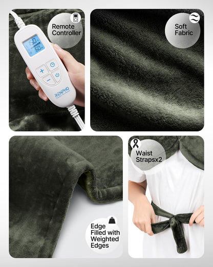 RENPHO Fathers Day Dad Gifts, Electric Heating Pad - 6 Heat Levels for Neck Shoulder and Back, Birthday Gifts for Women Men, Weighted Pad for Snug Fit, ETL Certified, FSA Eligible, 24"x33" Gray
