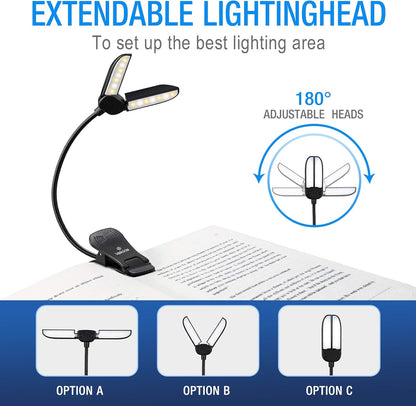 Vekkia 14 LED Rechargeable Book Light for Reading at Night