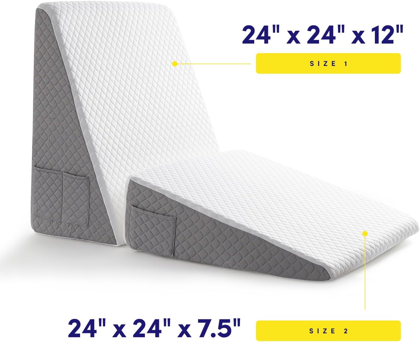 Premium Bed Wedge Pillow - Ergonomic Support for Sleeping, Post-Surgery, Acid Reflux Relief, and More - CertiPUR-US Certified Memory Foam - Removable Cover Included, Triangle, 24" x 22" x 7.5"