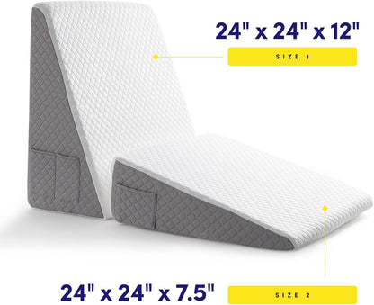 Premium Bed Wedge Pillow - Ergonomic Support for Sleeping, Post-Surgery, Acid Reflux Relief, and More - CertiPUR-US Certified Memory Foam - Removable Cover Included, Triangle, 24" x 22" x 7.5"