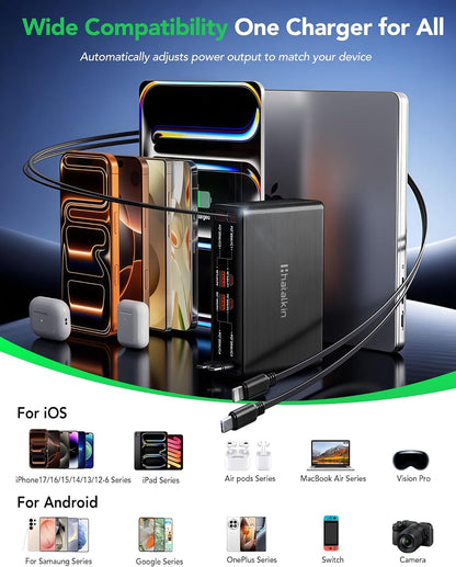 8-in-1 Retractable Charger for iPhone Duo/18 Pro Samsung Multiple Devices
