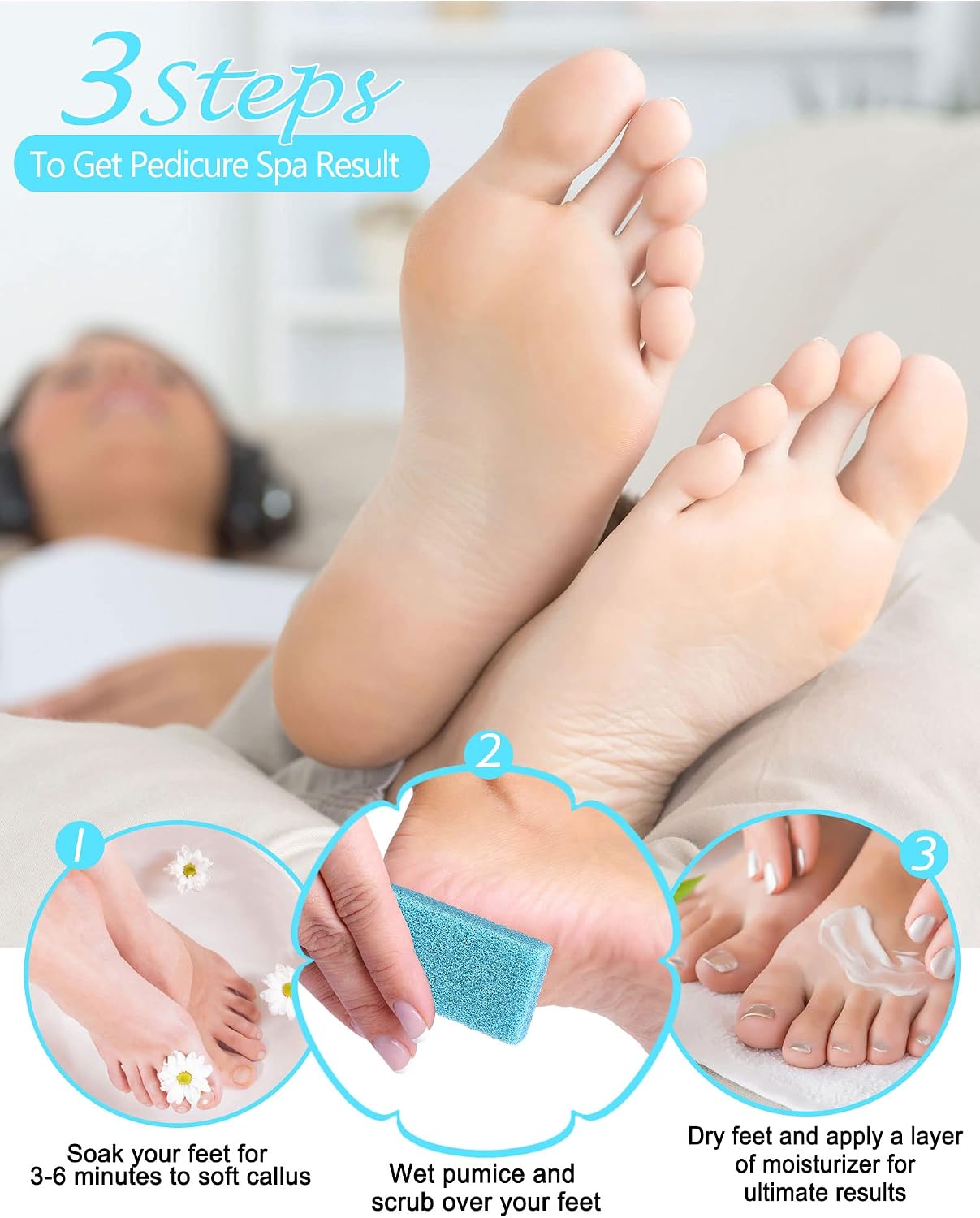 Maryton Foot Pumice Stone for Feet Hard Skin Callus Remover and Scrubber (Pack of 4) (Blue)