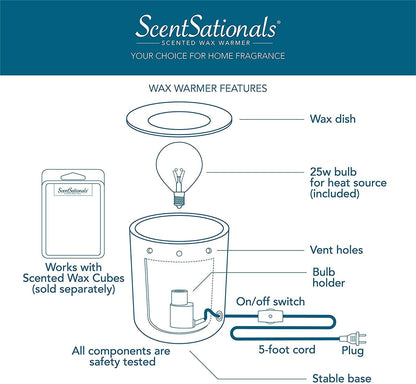 Scentsationals Wax Melt Warmer, Wax Warmer for Scented Wax Melts - Kristy - Candle Wax Melter for Fragrance Cubes and Tarts