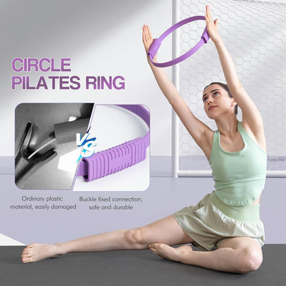 Pilates Kit, 13.5" Pilates Ring with Mini Ball & Resistance Bands